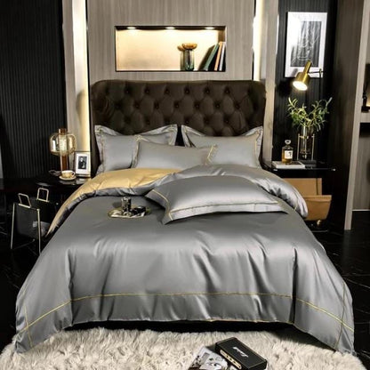 Luxurious Silver Accent Cotton Bed Sheets Set