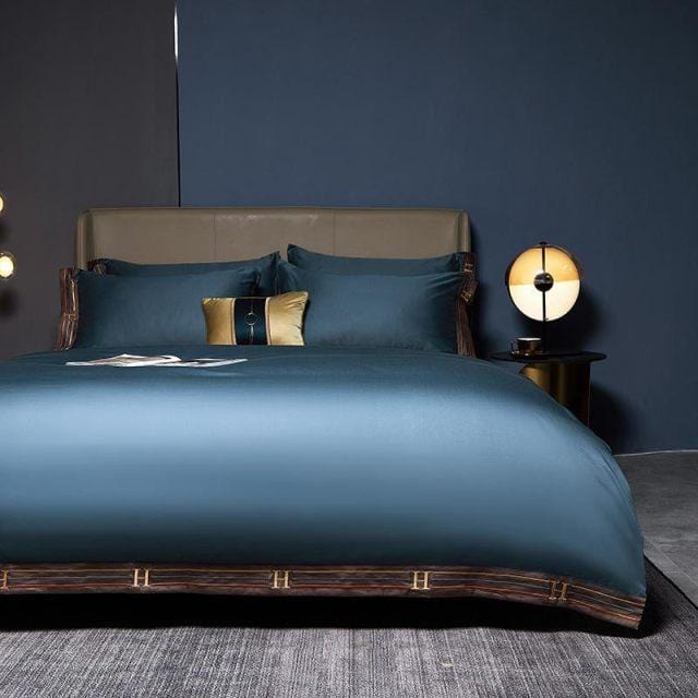 Soft Blue Cotton Bedding Set