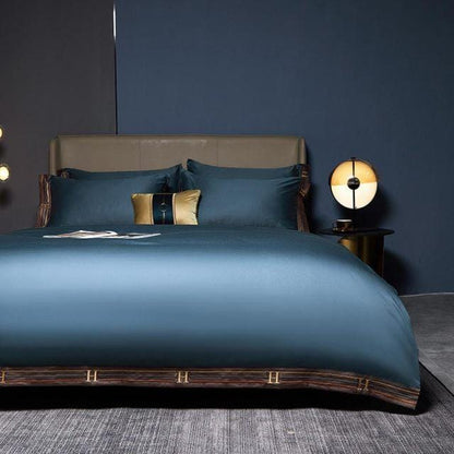 Soft Blue Cotton Bedding Set