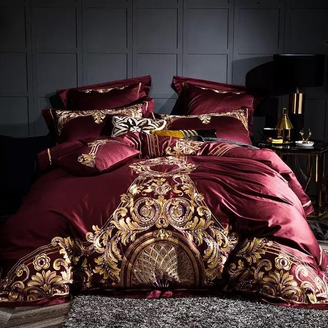 Premium Soft Gold Embroidered Duvet Set - HappyKidMart