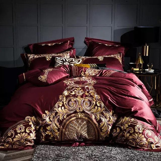 Premium Soft Gold Embroidered Duvet Set - HappyKidMart