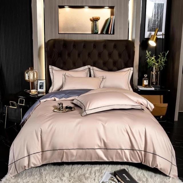 Luxurious Silver Accent Cotton Bed Sheets Set