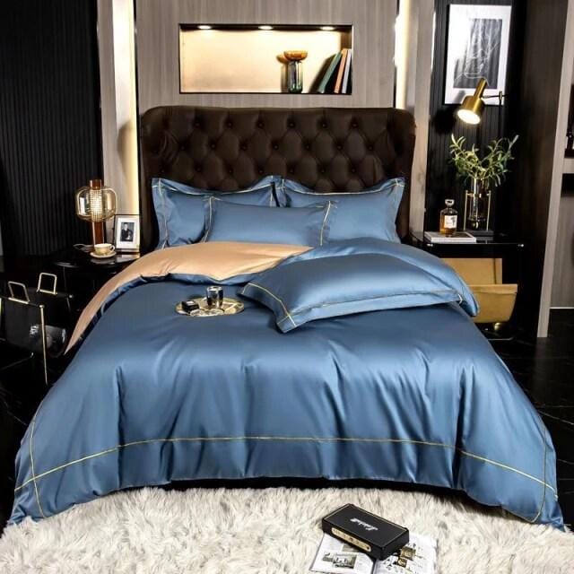 Luxurious Silver Accent Cotton Bed Sheets Set