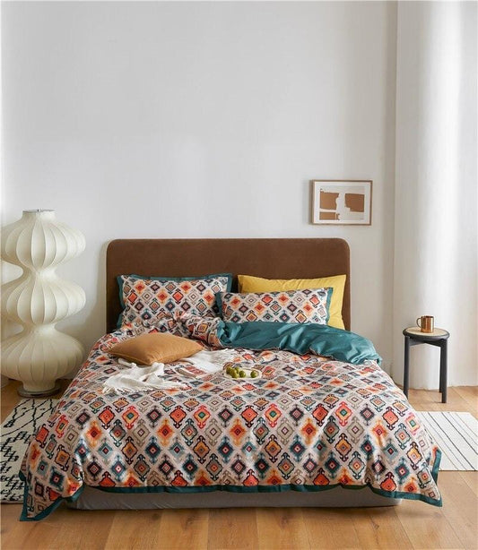 Soft Cotton Bedding Set | Classic Geo Print Design - HappyKidMart