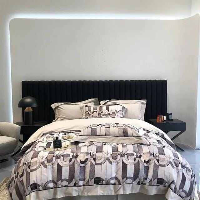 Soft Cotton Bedding Set | Grey Geometric Print - HappyKidMart