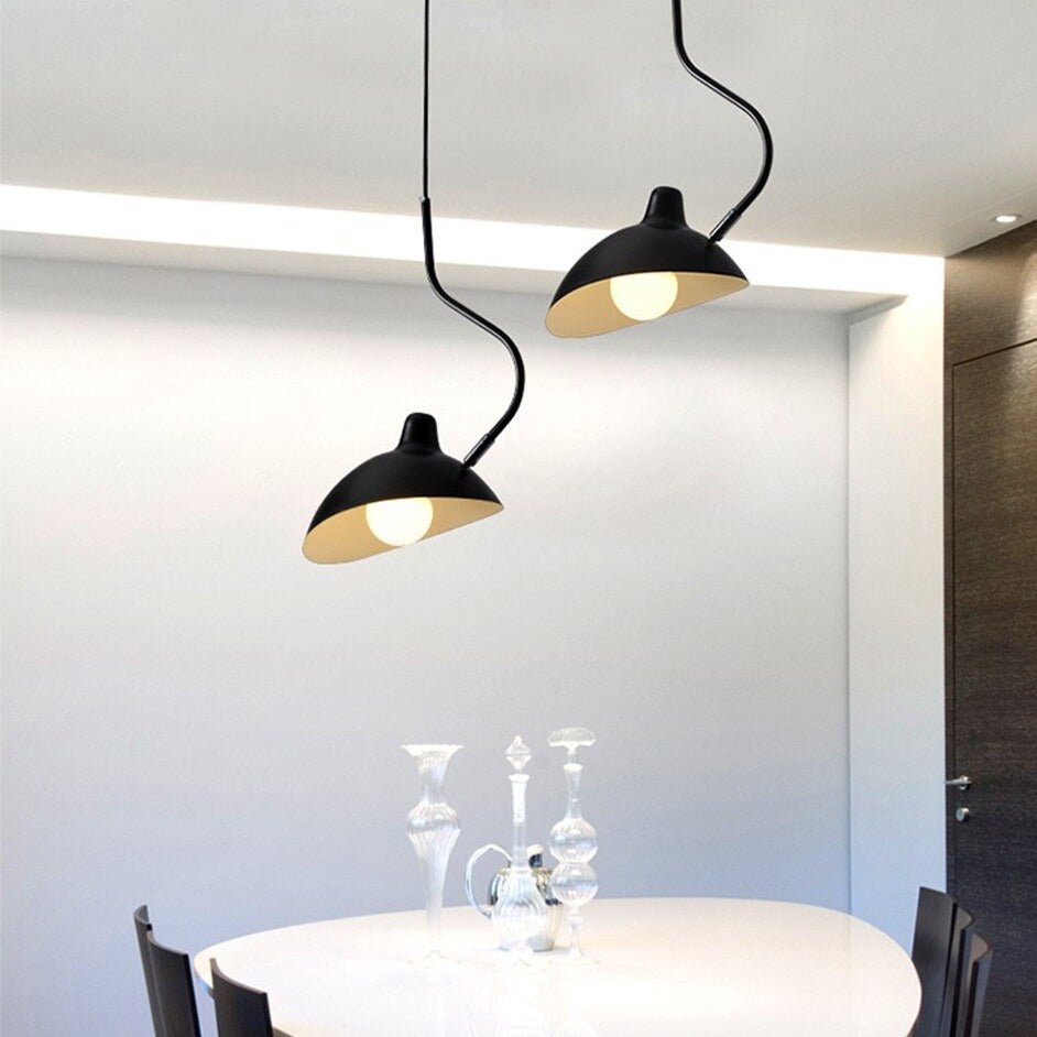 Sleek Black Pendant Lighting | Round Metal Dome Shade