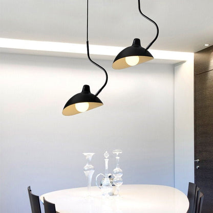 Sleek Black Pendant Lighting | Round Metal Dome Shade