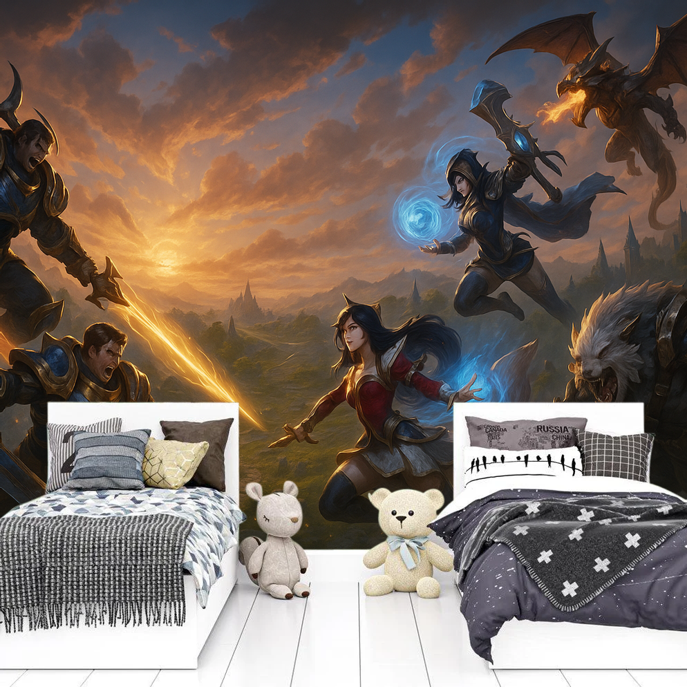Cool Gaming League Bedroom Wall Mural - HappyKidMart