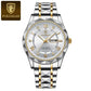 Stylish Mens Watch Blue Face Two Tone Stainless Steel