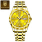 Stylish Mens Watch Blue Face Two Tone Stainless Steel