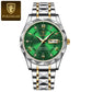 Stylish Mens Watch Blue Face Two Tone Stainless Steel