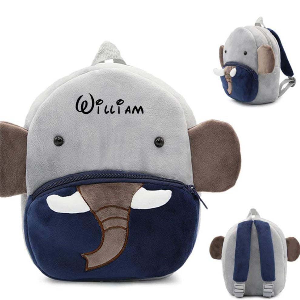 Fun Gray Kids Backpack With Elephant Print - HappyKidMart