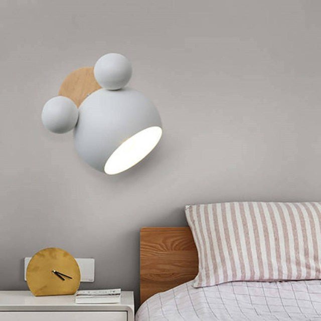 Colorful Nursery Lamp | Cute Mouse Wood Wall Light