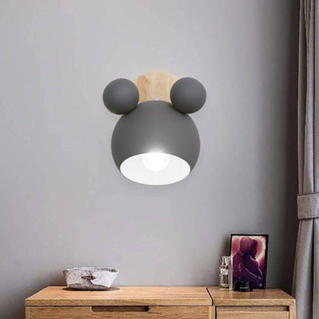 Colorful Nursery Lamp | Cute Mouse Wood Wall Light