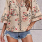 Pretty V-Neck Lace Trim Blouse