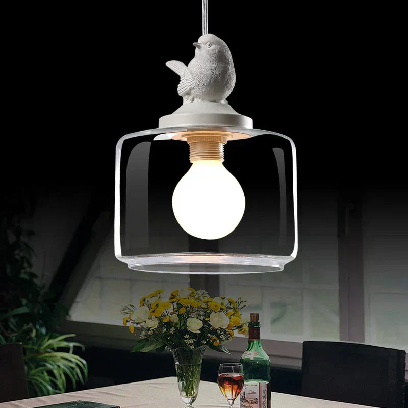 Stylish Glass Bird Ceiling Light With Natural Stone Detail - HappyKidMart