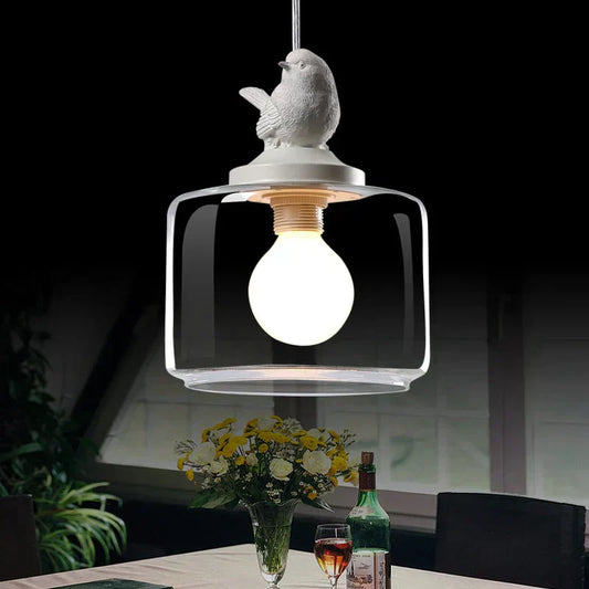 Stylish Glass Bird Ceiling Light With Natural Stone Detail - HappyKidMart