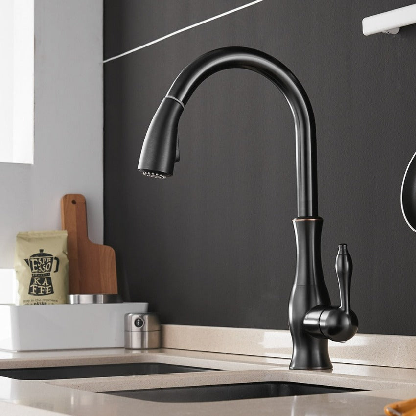 Contemporary Slide-Out Kitchen Faucet Stainless Steel Finish