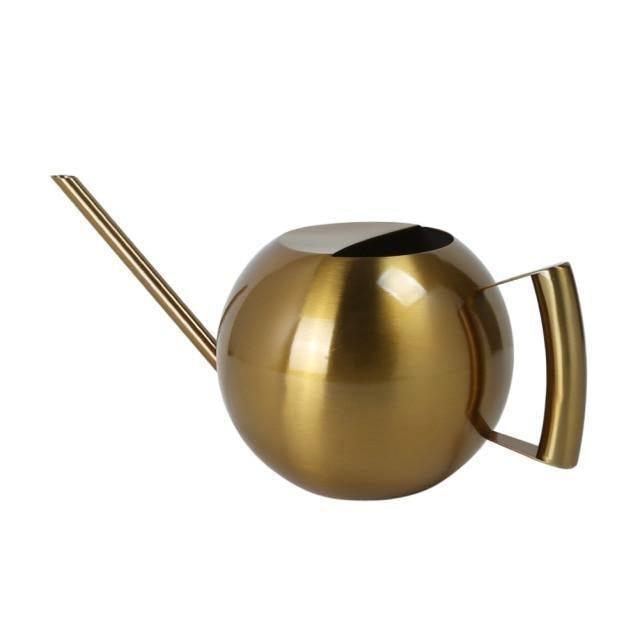 Stylish Garden Watering Can | Stainless Steel Brass Look - HappyKidMart