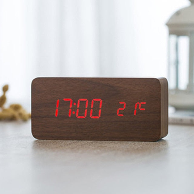 Stylish Wooden LED Digital Clock