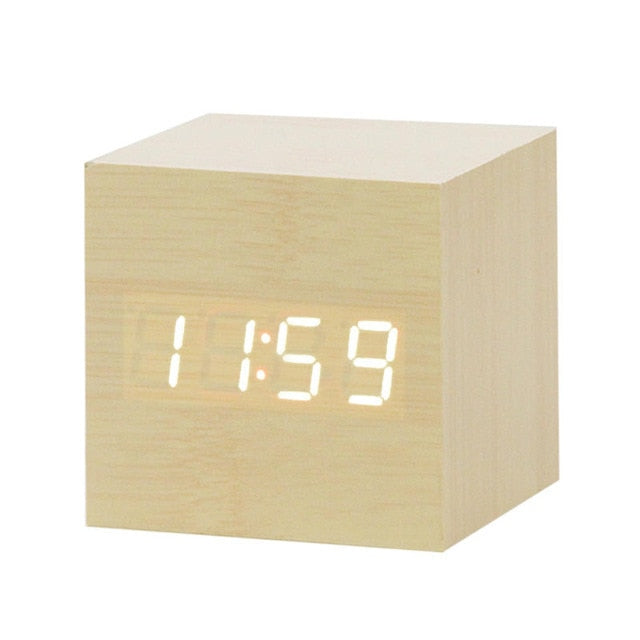 Stylish Wooden LED Digital Clock - HappyKidMart