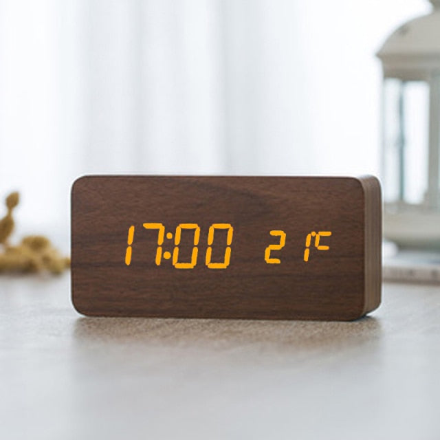 Stylish Wooden LED Digital Clock