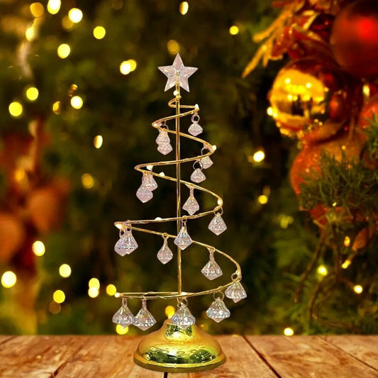 Sparkling LED Xmas Tree | Metal Spiral Shape with Star - HappyKidMart