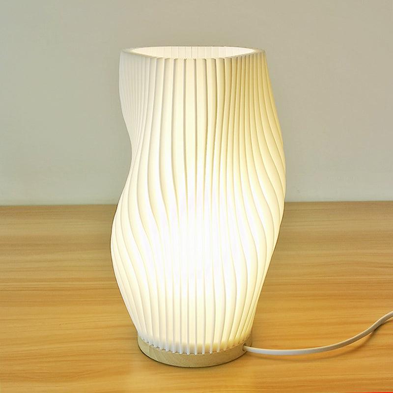 Soft White Table Lamp | Ruffled Shade Design