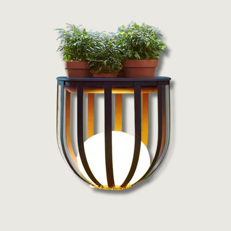 Outdoor Solar Powered Lamp | Contemporary Planter Base - HappyKidMart