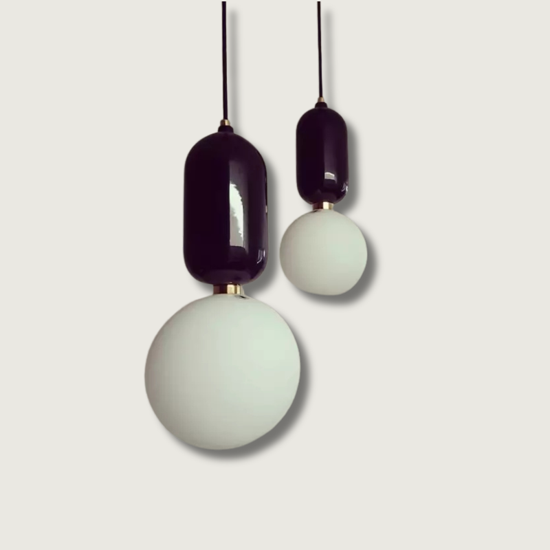 Sleek Black Glass Globe Pendant Light - HappyKidMart
