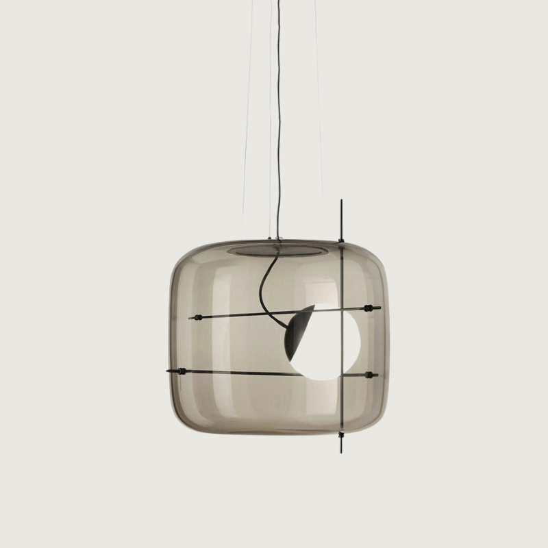 Stylish Glass Hanging Light | Dark Cube Shade - HappyKidMart