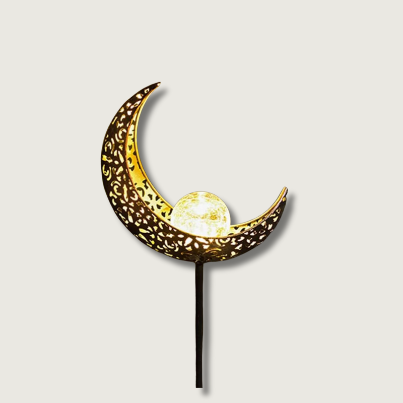 Outdoor Solar Moon Lamp | Metal Glass Lantern - HappyKidMart