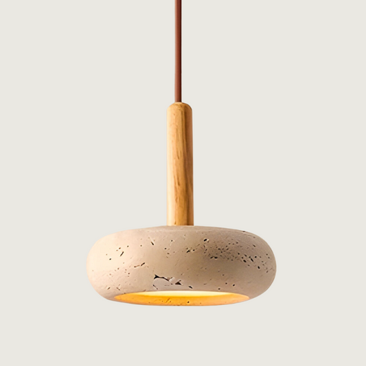 Rustic Wooden Pendant Lamp | Yellow Stone Hanging Light - HappyKidMart