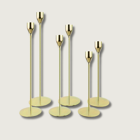 Luxury Metal Candle Holder Set | Gold Tone Iron Bases - HappyKidMart