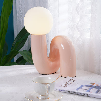 Stylish Desk Lamp | Soft Pink Glass Shade