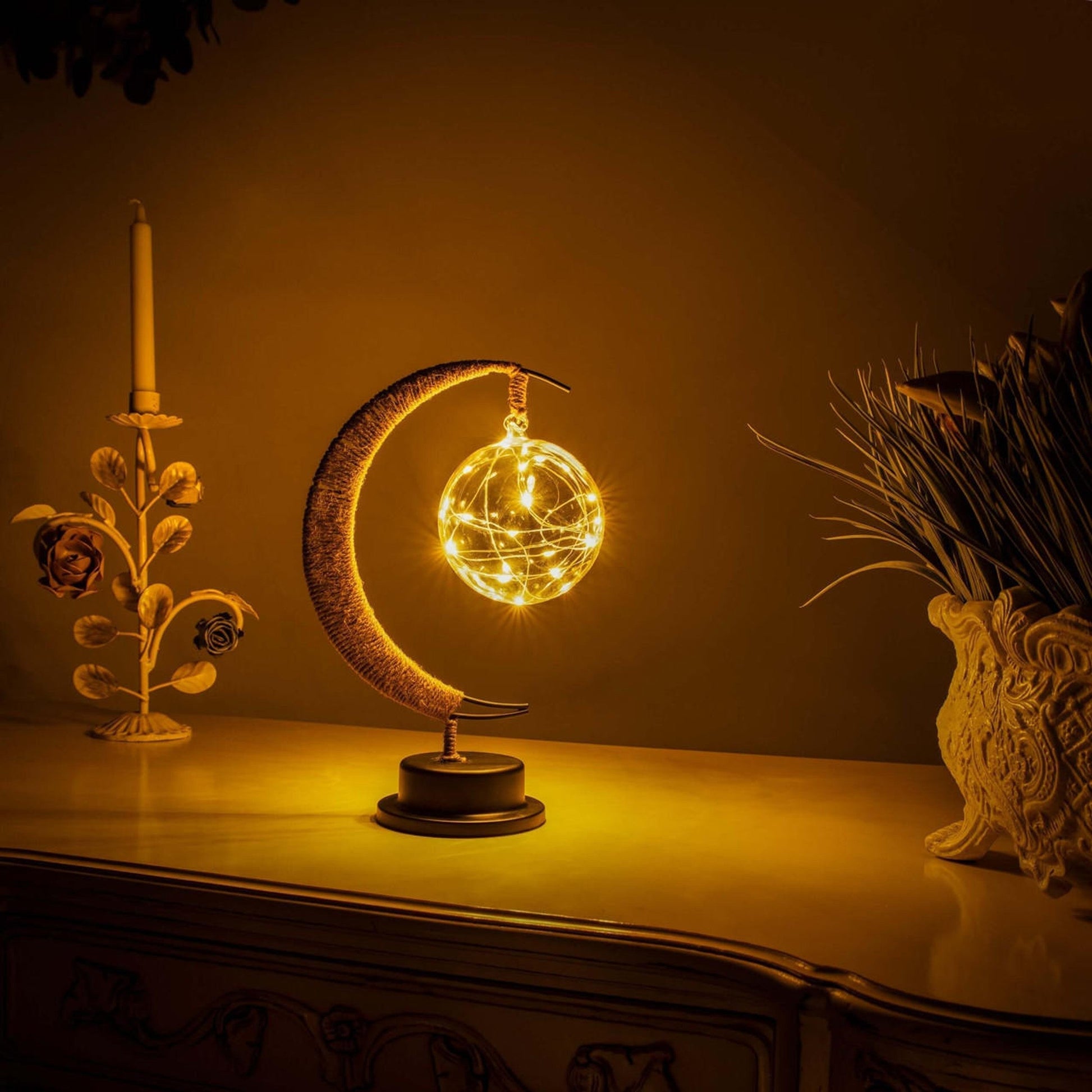 Round Glass LED Bedside Lamp - HappyKidMart