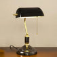Traditional Green Glass Table Lamp with Metal Base