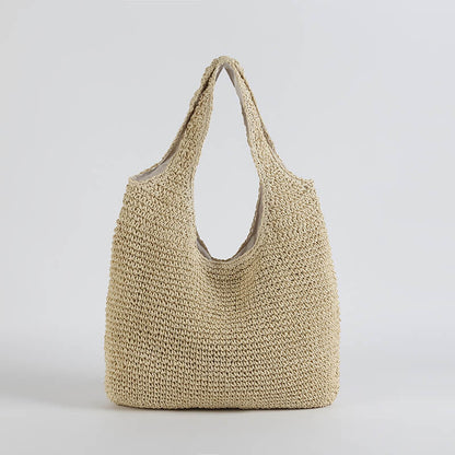 Woven Seagrass Shopper Bag | Beige Summer Tote - HappyKidMart