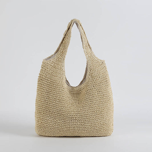 Woven Seagrass Shopper Bag | Beige Summer Tote - HappyKidMart