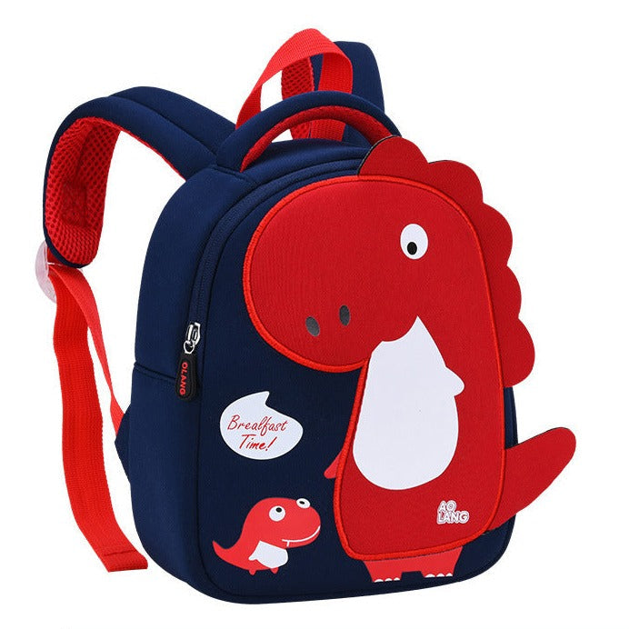 Fun Dinosaur School Backpack Navy Blue Red - HappyKidMart
