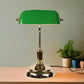 Traditional Green Glass Table Lamp with Metal Base