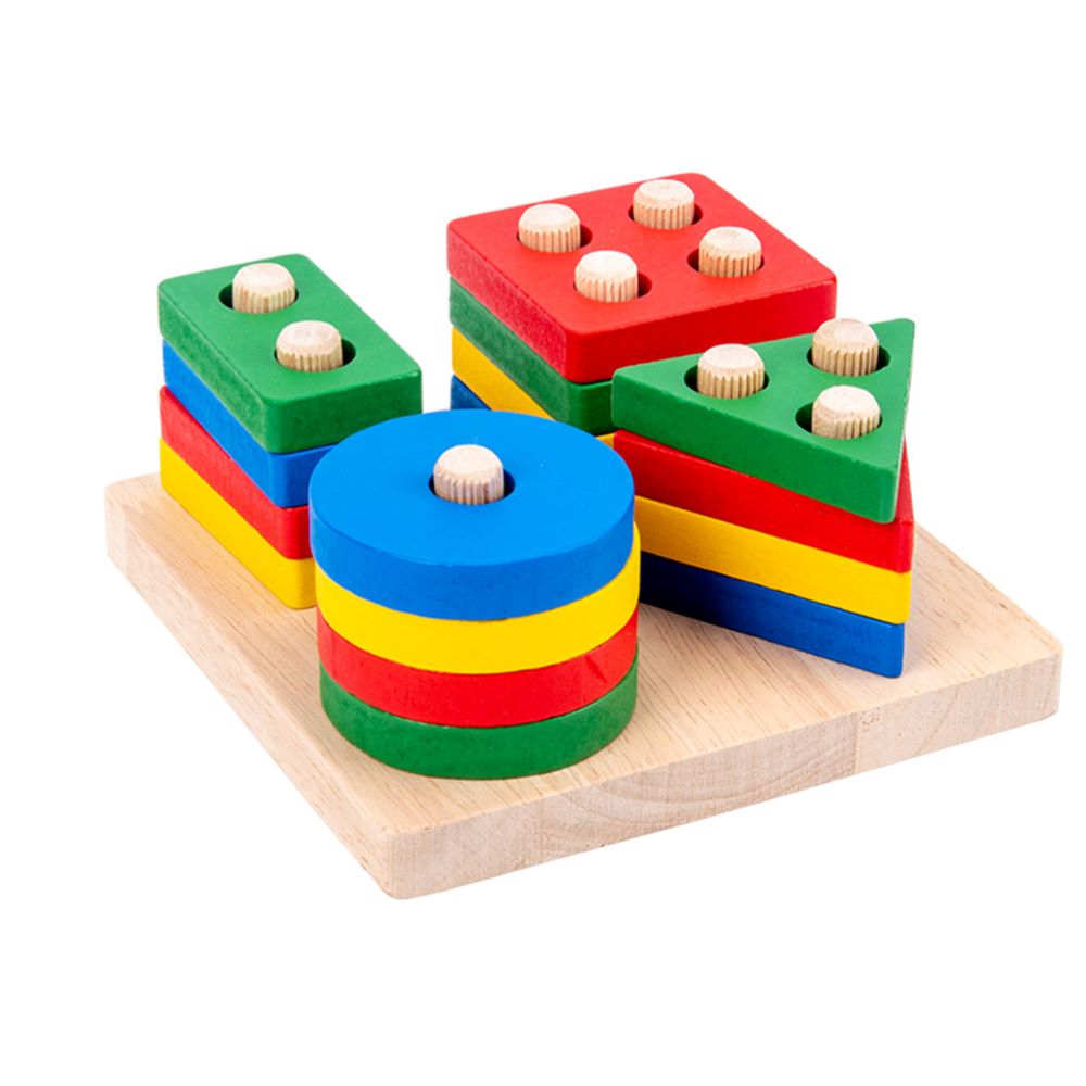 kids Sorting and Stacking Wooden Building Blocks Game