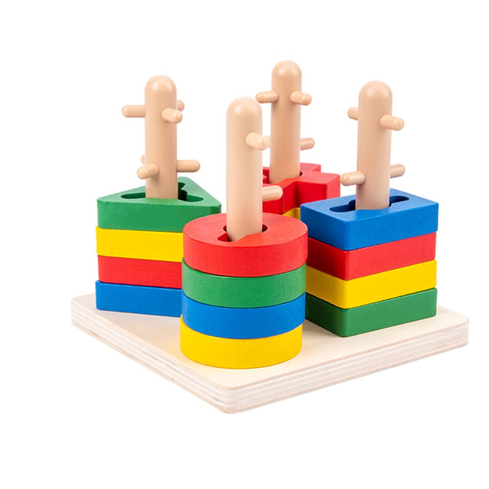 kids Sorting and Stacking Wooden Building Blocks Game