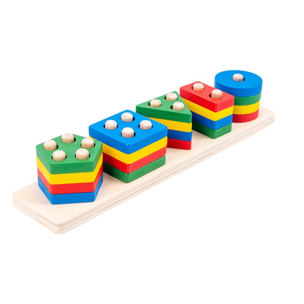 kids Sorting and Stacking Wooden Building Blocks Game