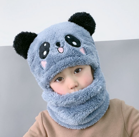 kids Warm Cartoon Scarf & Thick Hat Double Fleece